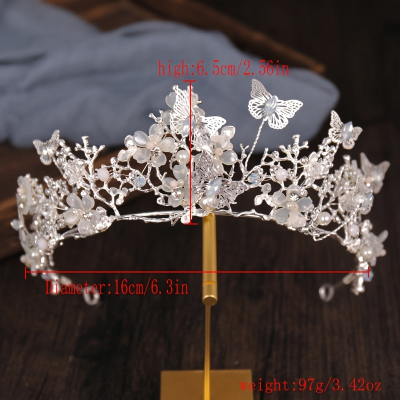 Butterfly Crown Flower Rhinestone Tiara for Women
