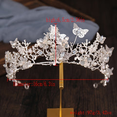Butterfly Crown Flower Rhinestone Tiara for Women