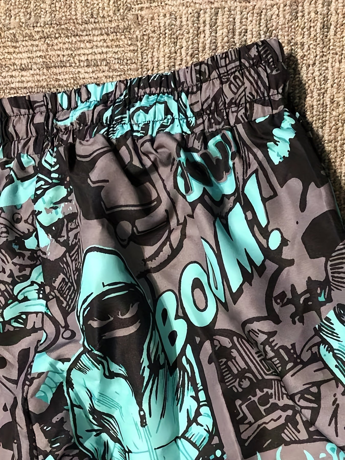 Comics Style Fluorescent Hooded Man Pants