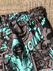 Comics Style Fluorescent Hooded Man Pants