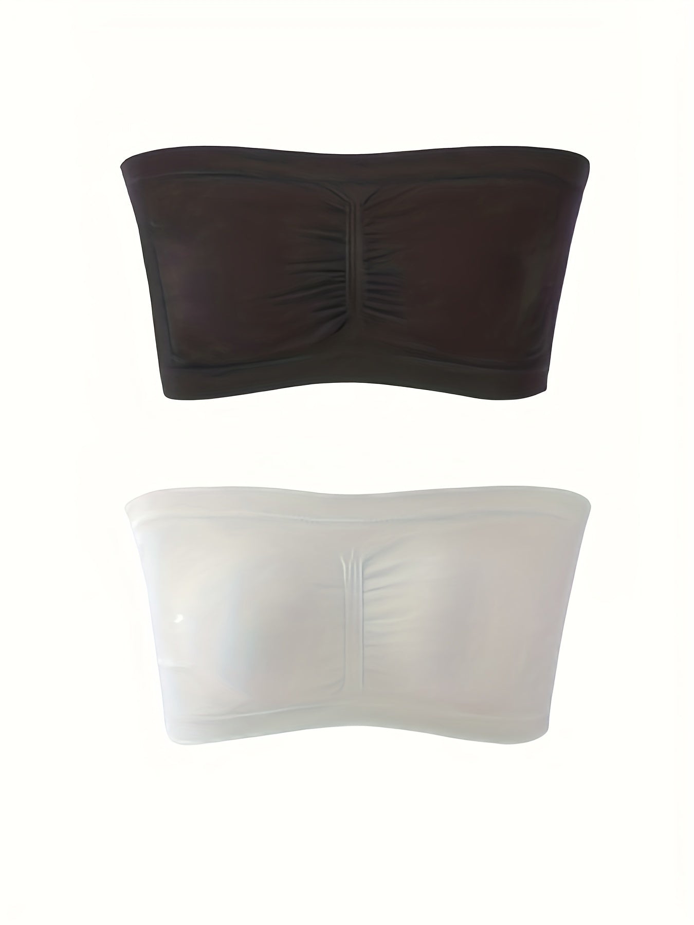 2pcs Ruched Strapless Bandeau Bras Stretchy Intimates Bra Women's Lingerie