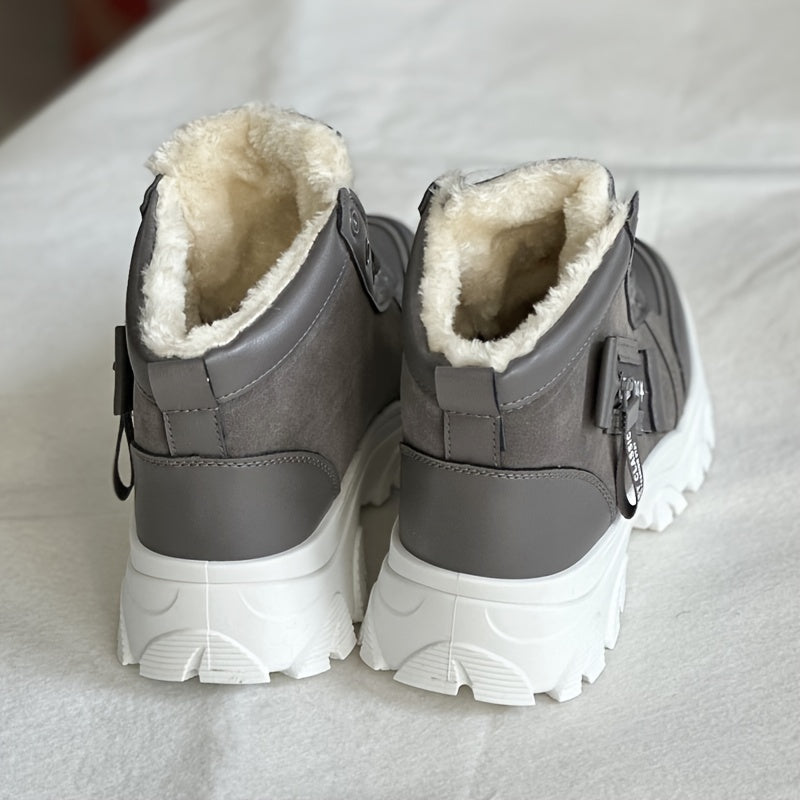 Women's Plush Lined Thermal Snow Boots Non Slip Chunky Shoes