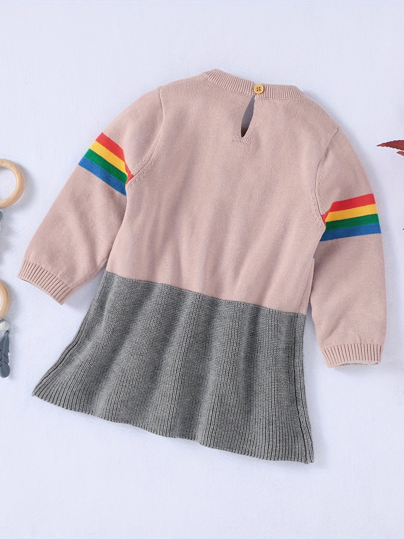 Baby Casual Dress Girls Sweater Long Sleeve Music Note Striped Dress