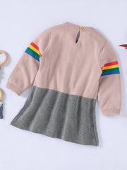 Baby Casual Dress Girls Sweater Long Sleeve Music Note Striped Dress