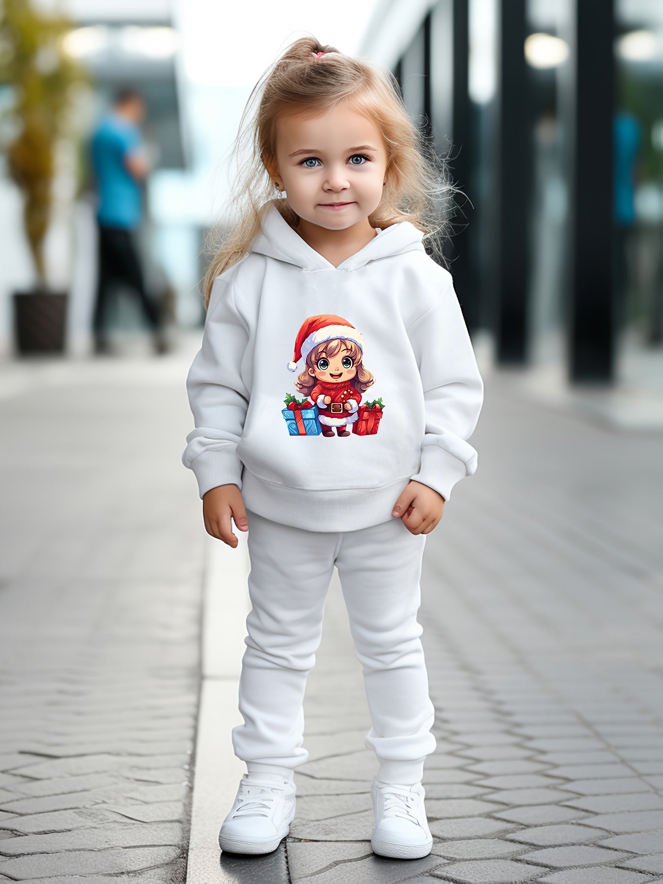 Girls Boys Girl Print Hoodies Pants Set Spring Fall Sports Christmas