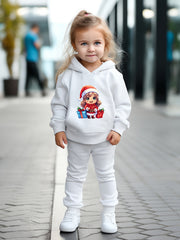 Girls Boys Girl Print Hoodies Pants Set Spring Fall Sports Christmas