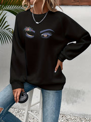 Graphic Print Crew Neck Sweatshirt for Women