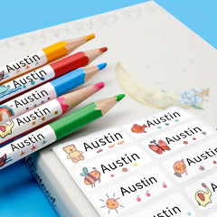 120 Personalized Name Stickers Waterproof Labels 3x1 Variety Patterns