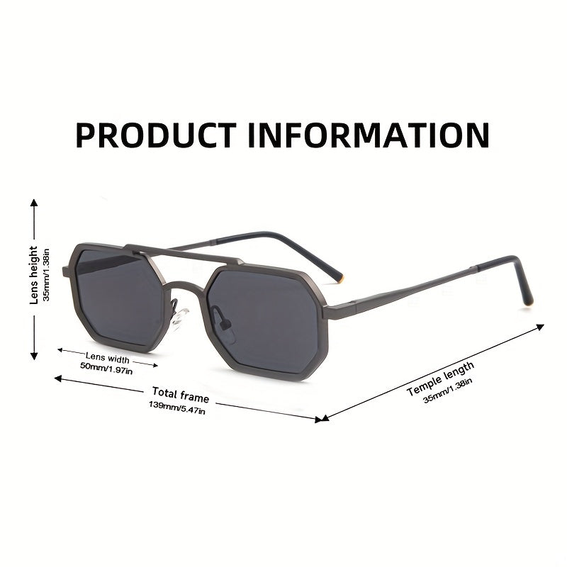 Hip Hop Retro Sunglasses Double Beam Square Zinc Alloy Frame