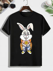 Men's Cartoon Rabbit Print T shirt Outdoor Tee