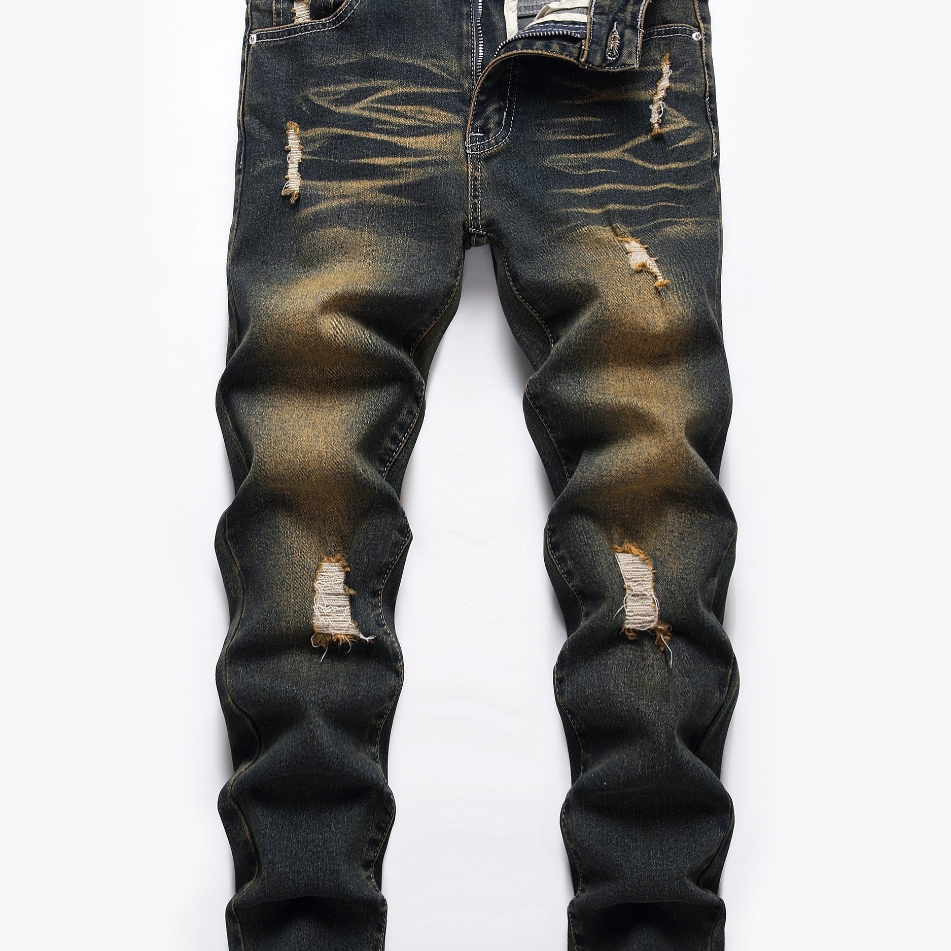 Boys Distressed Stretch Jeans Skinny Slim Fit Washed Denim Pants