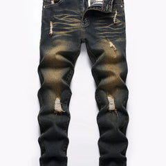 Boys Distressed Stretch Jeans Skinny Slim Fit Washed Denim Pants