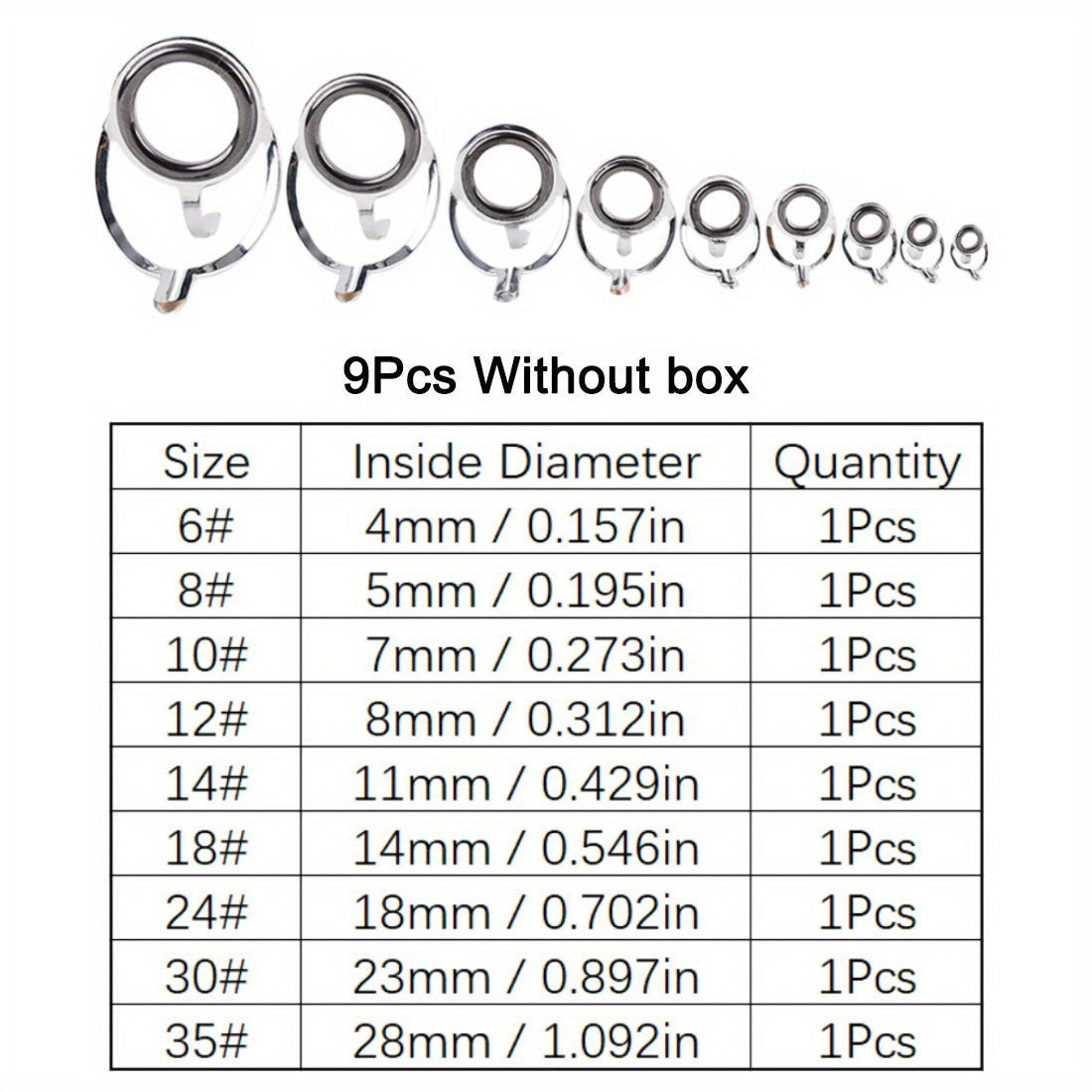 9Pcs 4mm 28mm Stainless Steel Rod Repair Kit for Fishing Rod Building