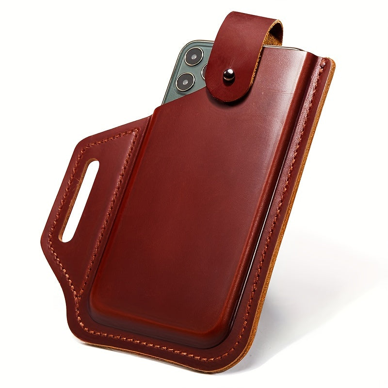 Leather Retro Mobile Phone Pocket Men's Belt Hanging Bag