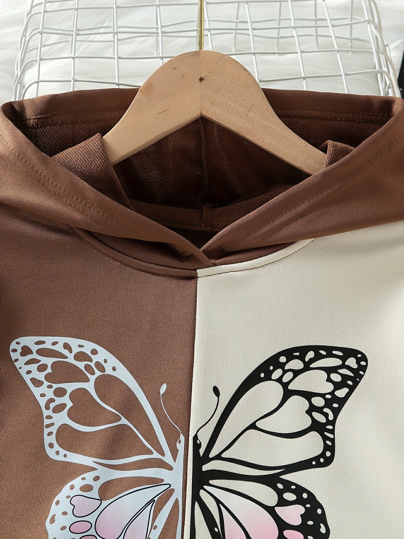 Girl's Butterfly Print Hoodie and Sweatpants Set