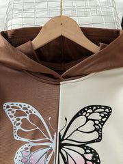 Girl's Butterfly Print Hoodie and Sweatpants Set