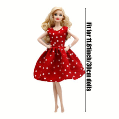 Polka Dot Dress Party Outfit for 11.81 Inch Dolls