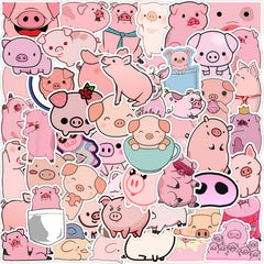 50 Cute Pig Stickers for DIY, Water Bottles, Laptops