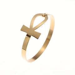 Stainless Steel Ancient Egypt Cross Bracelet Golden Silver Bangles
