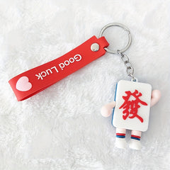 Chinese Style Keychain Fortune Mahjong Keychain Chinese Year Gift Bag Purse Pend