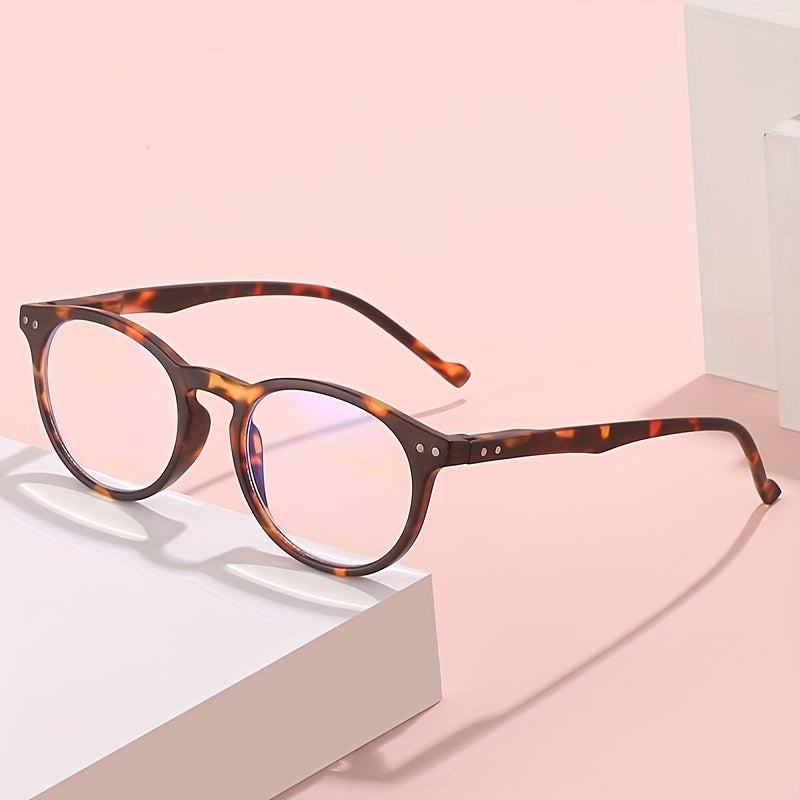 Men's Round Rivet Clear Reading Glasses Spring Leg Presbyopic Frame