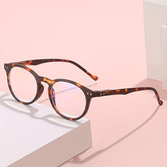 Men's Round Rivet Clear Reading Glasses Spring Leg Presbyopic Frame