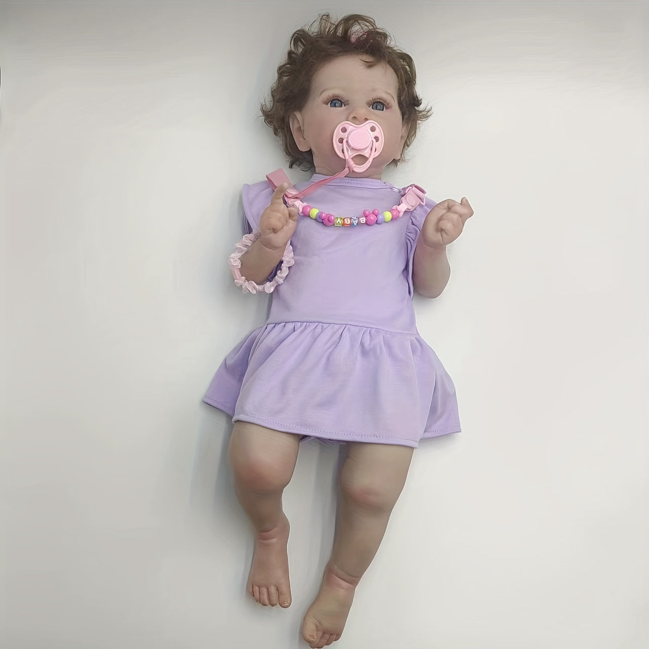 55 Purple Dress Plastic Doll Reborn Doll for Birthday Christmas