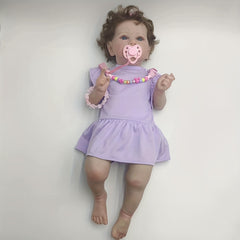 55 Purple Dress Plastic Doll Reborn Doll for Birthday Christmas