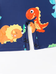 Colorful Dinosaur One piece Swimsuit For Boys Long sleeve Surfing Suit