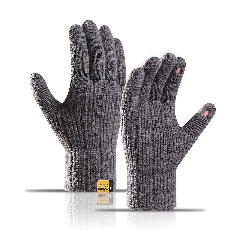 Winter Velvet Lining Warm Gloves Touch Screen Knitted Gloves