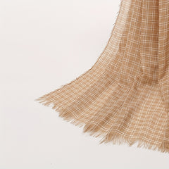 Sunscreen Plaid Cotton Linen Long Scarf