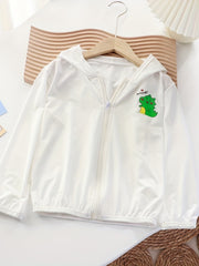 Teen Dinosaur Graphic Hooded Casual Coat Kids Sunscreen Jacket