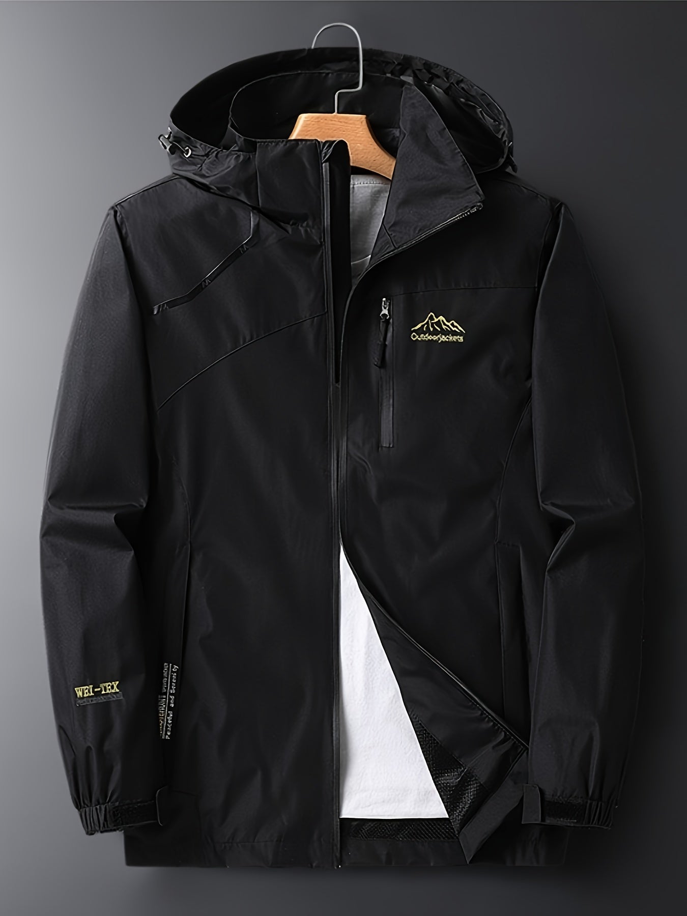 Waterproof Hooded Jacket Full Zipper Climbing Coat