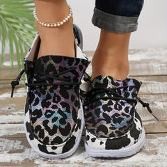 Leopard Print Slip-on Boat Shoes Lightweight Flats