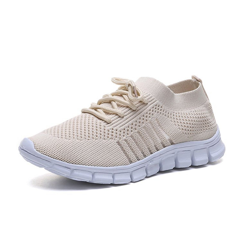 Women's Breathable Knitted Sports Shoes Lace Up Running Sneakers