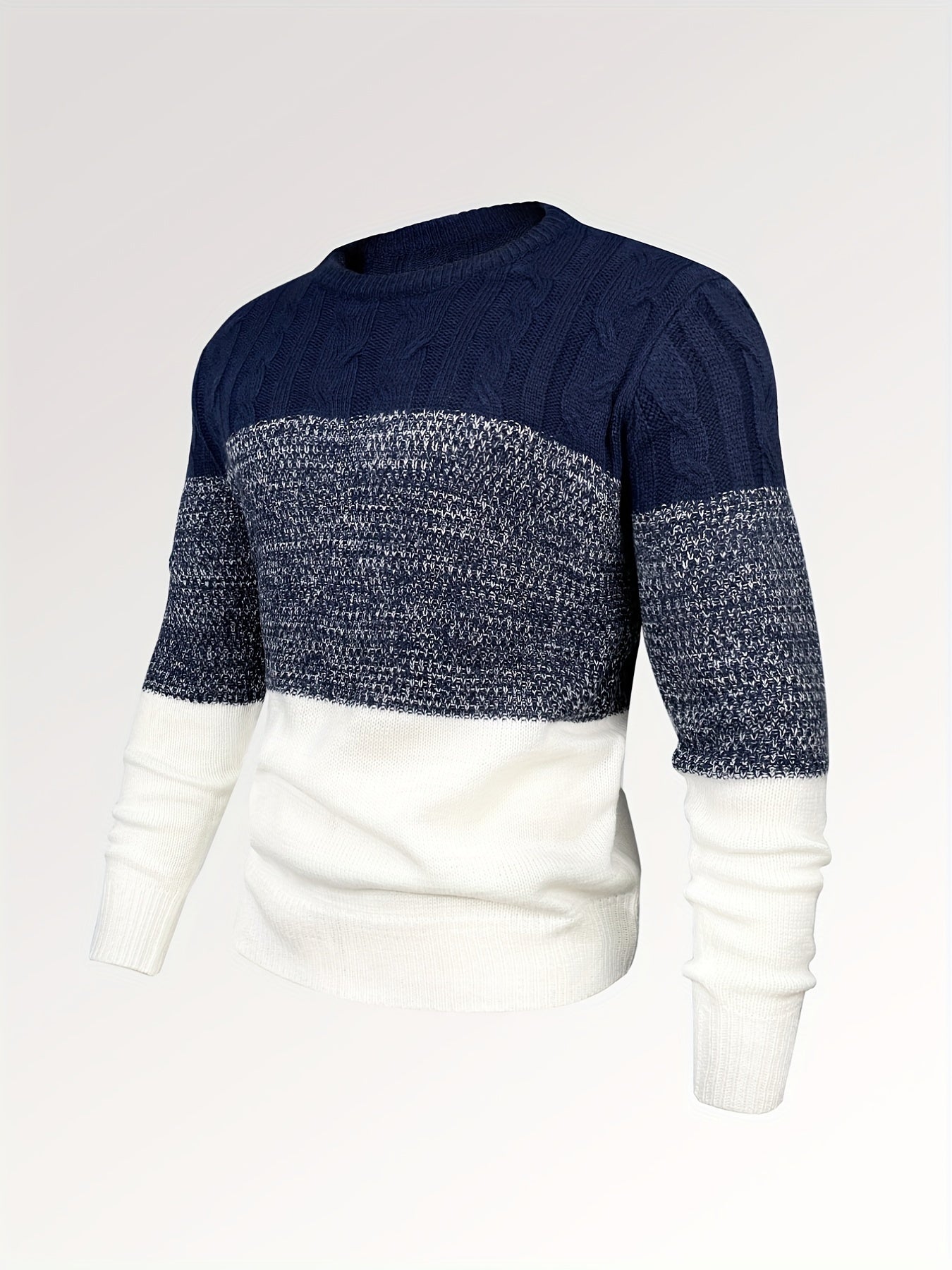 Knitted Cable Sweater Men's Casual Warm Crew Neck Pullover For Fall Winter