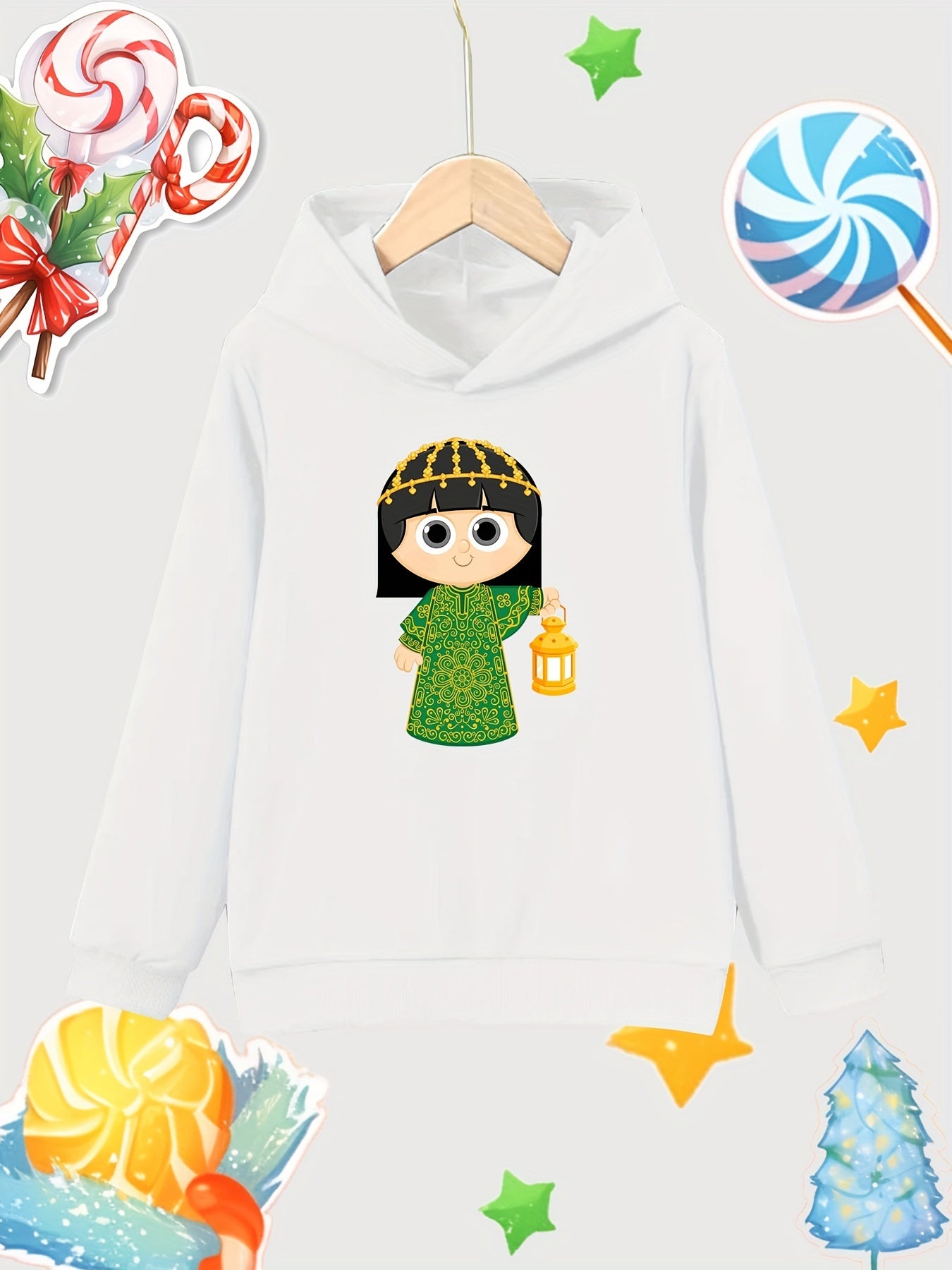 Girl Lantern Print Hooded Sweatshirt