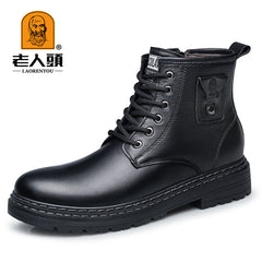 LAORENTOU Men's Oxford Lace Up Boots Warm Fleece Anti skid Comfortable