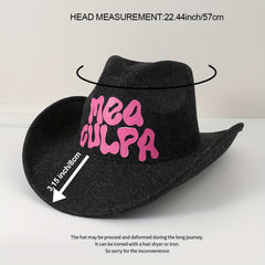 Y2K Cowboy Hat Solid Western Jazz Fedora Cap Rolled Brim Sun Hats