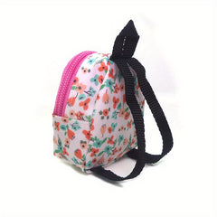 1:12 Schoolbag Floral Pink Strap Zipper Dollhouse Accessory