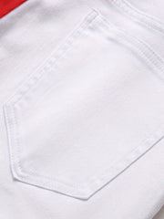 Slim Fit Block Jeans Men's Casual Street Style Stretch Denim Pants