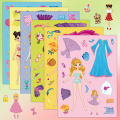 12pcs Princess Dress Up Stickers DIY Decals Self Adhesive PVC