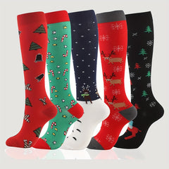 5 Pairs Christmas Anti Slip Stockings for Outdoor Sports