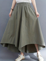 High Waist Wide Leg Pants Casual Elastic Solid Culottes Palazzo Pants