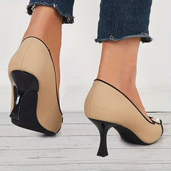 Pearl Decor Cap Toe Stiletto Heels