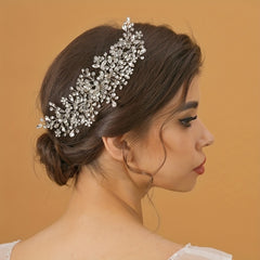 Faux Pearl Rhinestone Leaf Hair Comb Wedding Party Accessory
