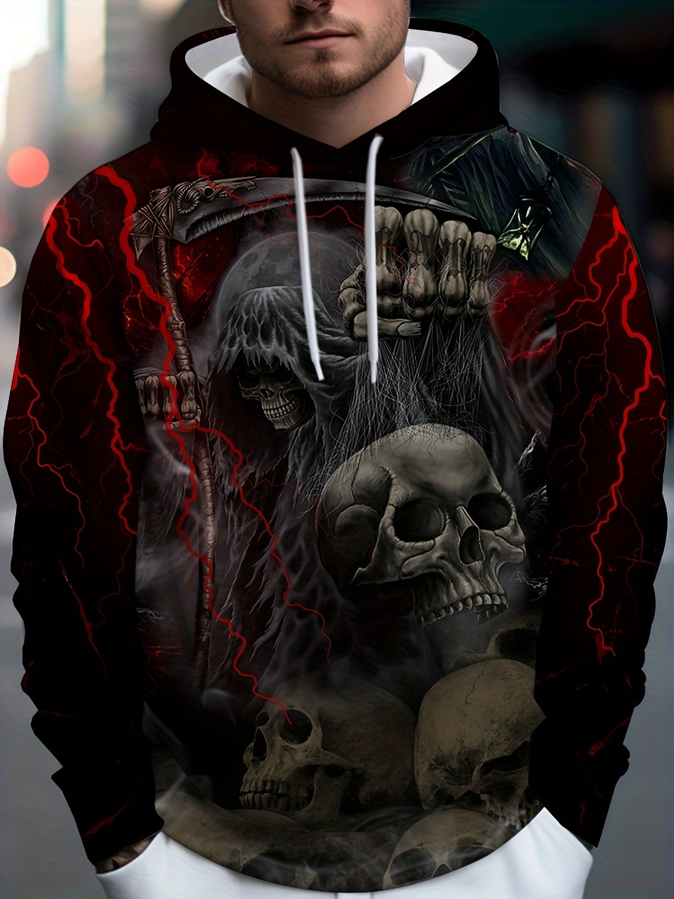 Skull 3D Print Hoodies Men Graphic Hoodie Pullover Autumn Winter