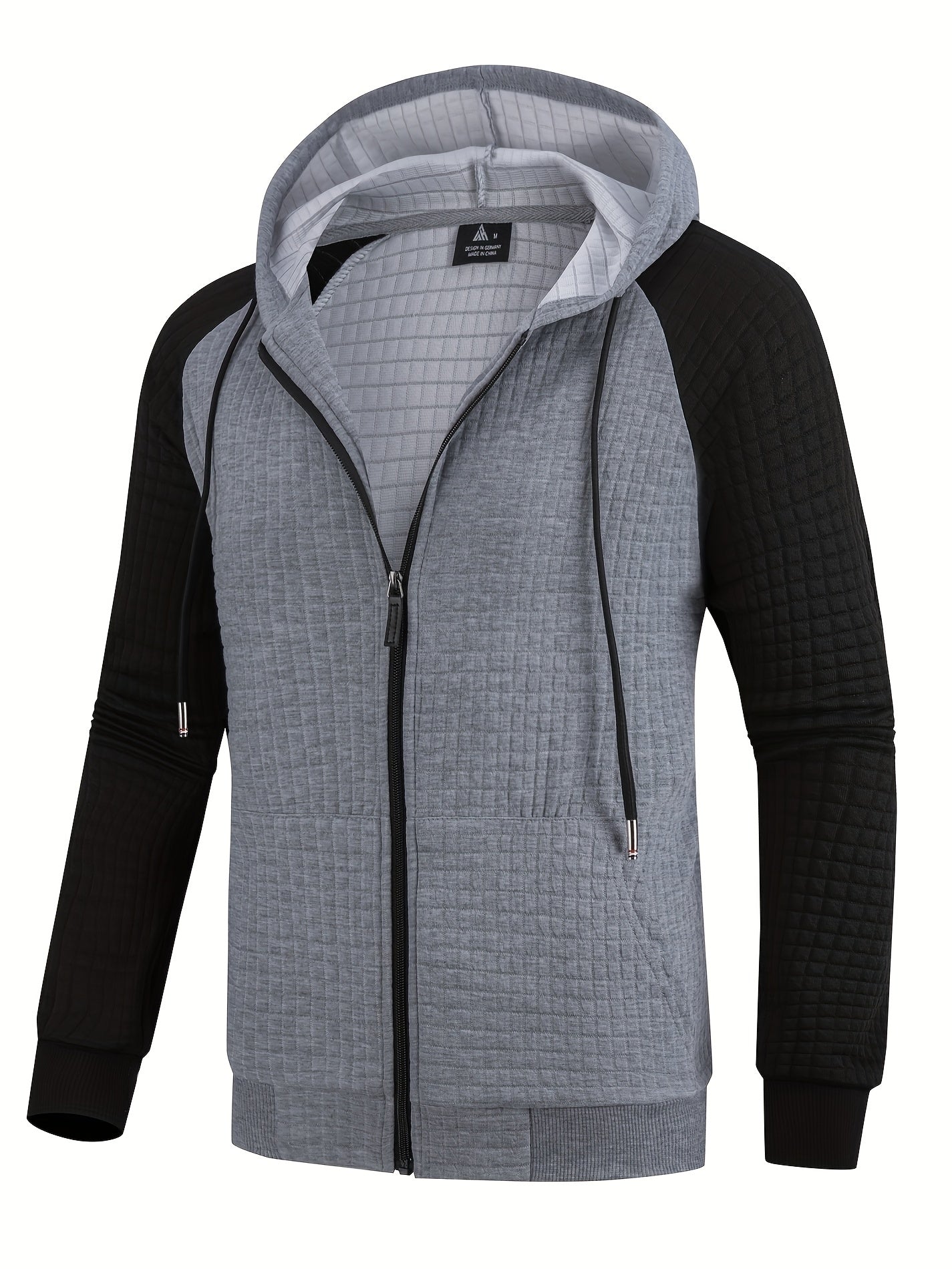 Men's Waffle Pattern Hooded Jacket