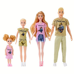 Happy Family 11.5 Inch Doll Toy Set Casual Outfit Husband Wife Daughter Son