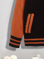 Boys Casual Block Cardigan Sweater Long Sleeve Tops